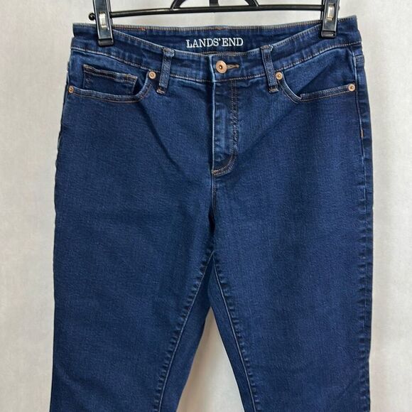 Lands' End Denim Jeans Womens Sz 12 Mid Rise Straight Cut 28.5" Inseam - Picture 2 of 11